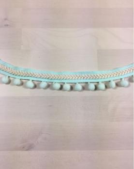 Pompon Borte - Fischgrät - mint/natur